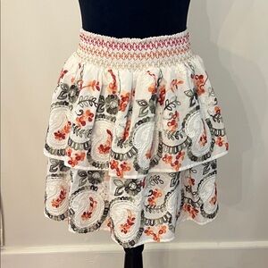 Embroidered Floral White Skirt